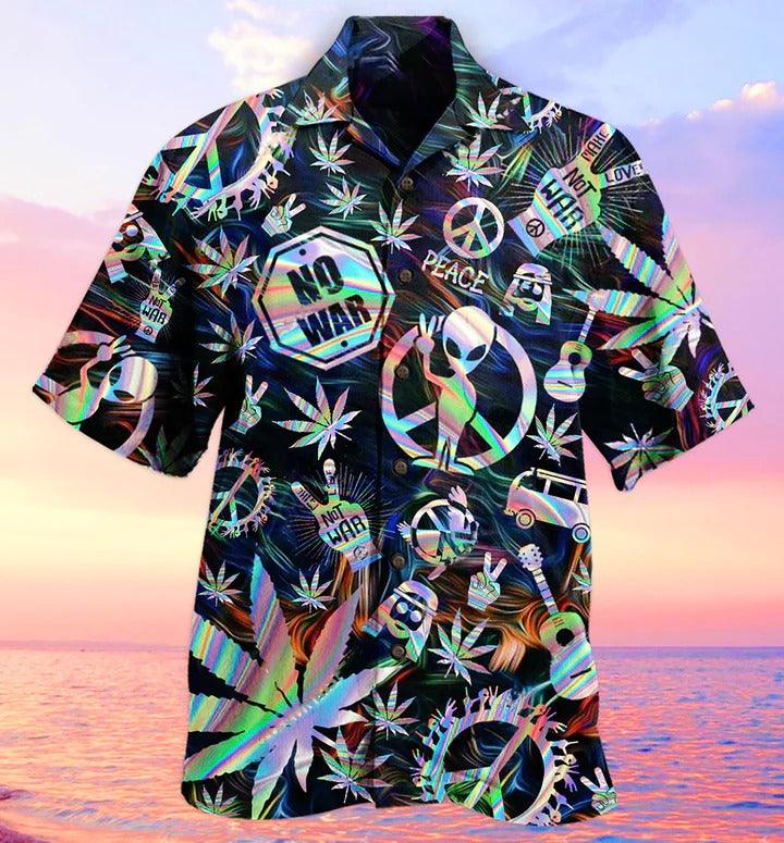 Hippie Aloha Hawaiian Shirt - Hippie Alien Peace Life Hawaiian Shirt For Summer - Perfect Gift For Friend, Family - Image 2
