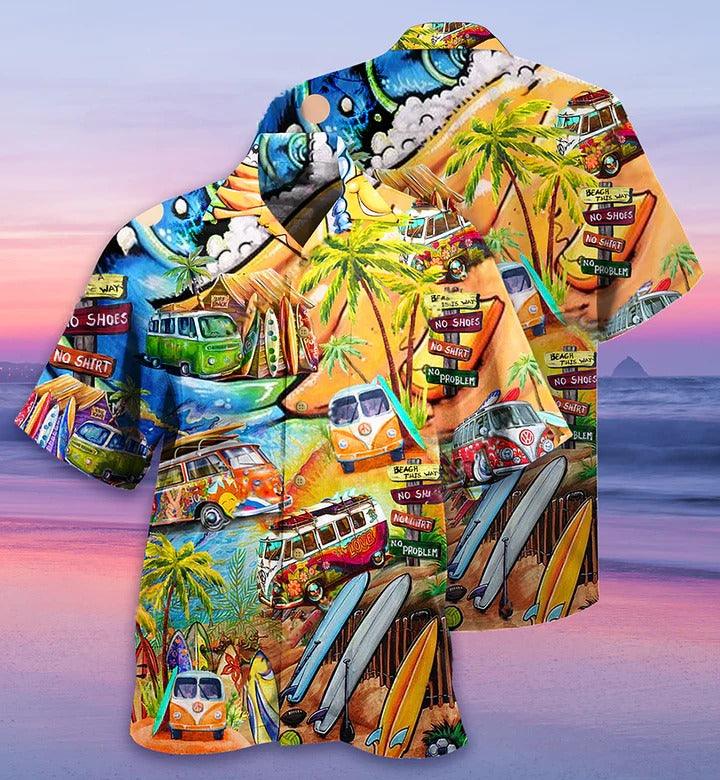Hippie Aloha Hawaiian Shirt - Hippie Bus Love Beach Summer Hawaiian Shirt For Summer - Perfect Gift For Friend, Family