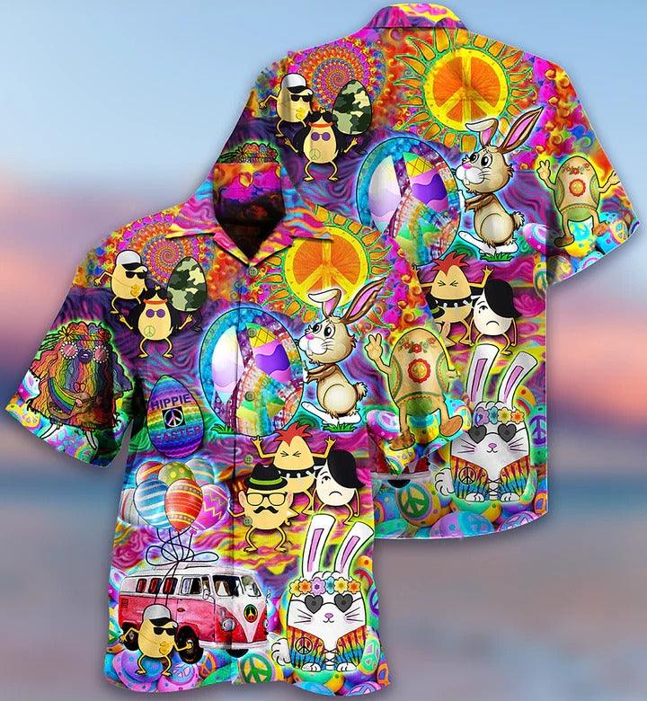 Hippie Aloha Hawaiian Shirt - Hippie Easter Peace Life Color Funny Party Hawaiian Shirt For Summer - Perfect Gift For Friend, Family