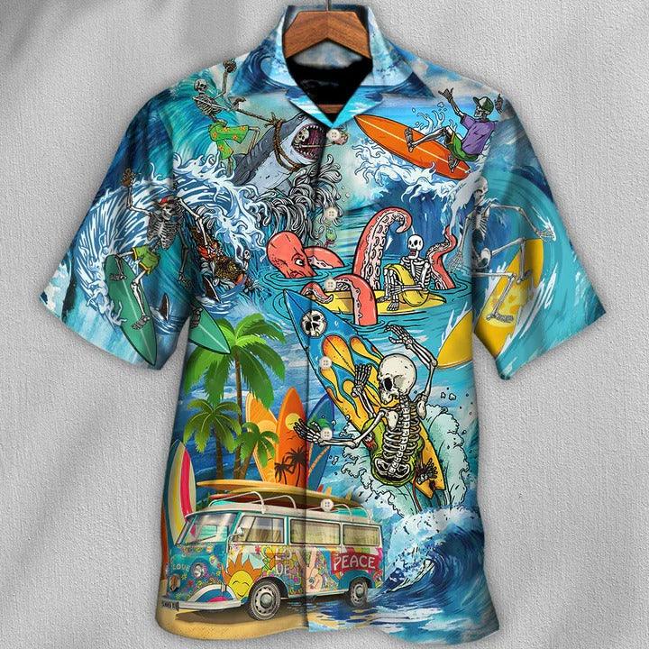 Hippie Aloha Hawaiian Shirt - Hippie Live To Surf Skull Live Style Hawaiian Shirt For Summer - Perfect Gift For Friend, Family - Image 2