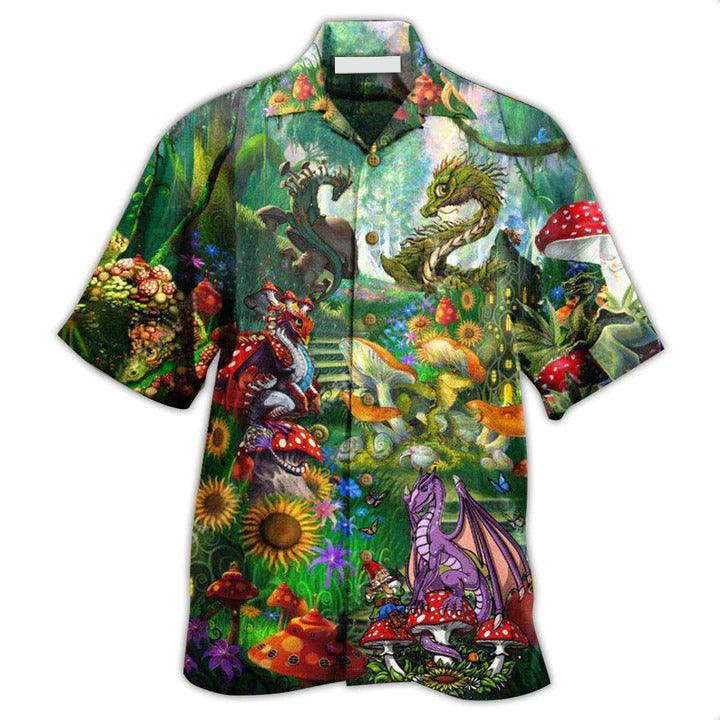 Hippie Aloha Hawaiian Shirt - Hippie Magic World Mushrooms Dragon Hawaiian Shirt For Summer - Perfect Gift For Friend, Family - Image 2