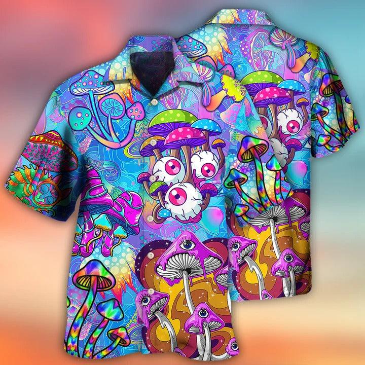 Hippie Aloha Hawaiian Shirt - Hippie Mushroom Colorful Cool Style Hawaiian Shirt For Summer - Perfect Gift For Friend, Family