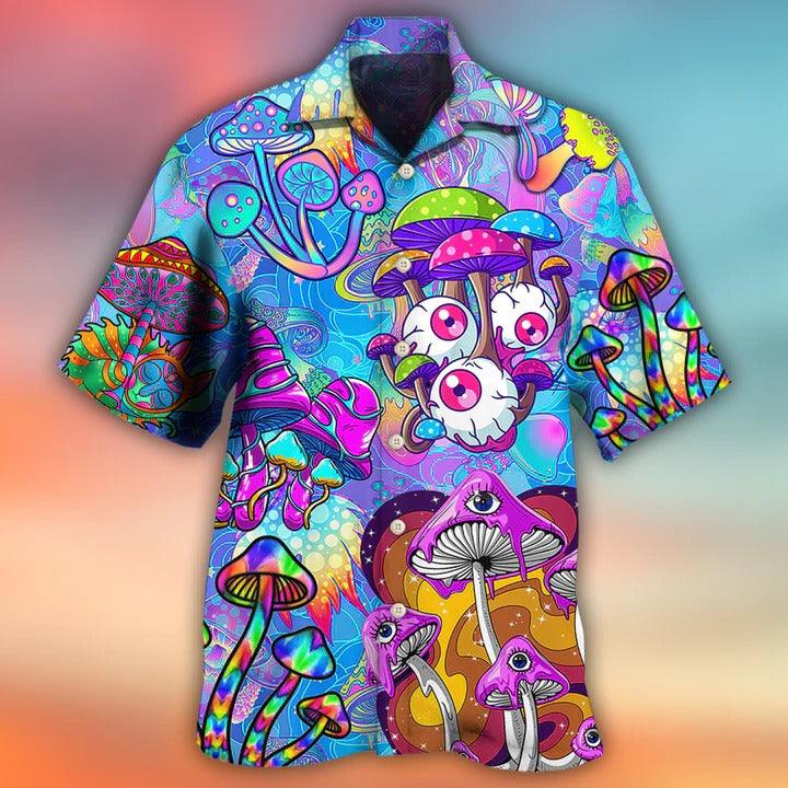 Hippie Aloha Hawaiian Shirt - Hippie Mushroom Colorful Cool Style Hawaiian Shirt For Summer - Perfect Gift For Friend, Family - Image 2