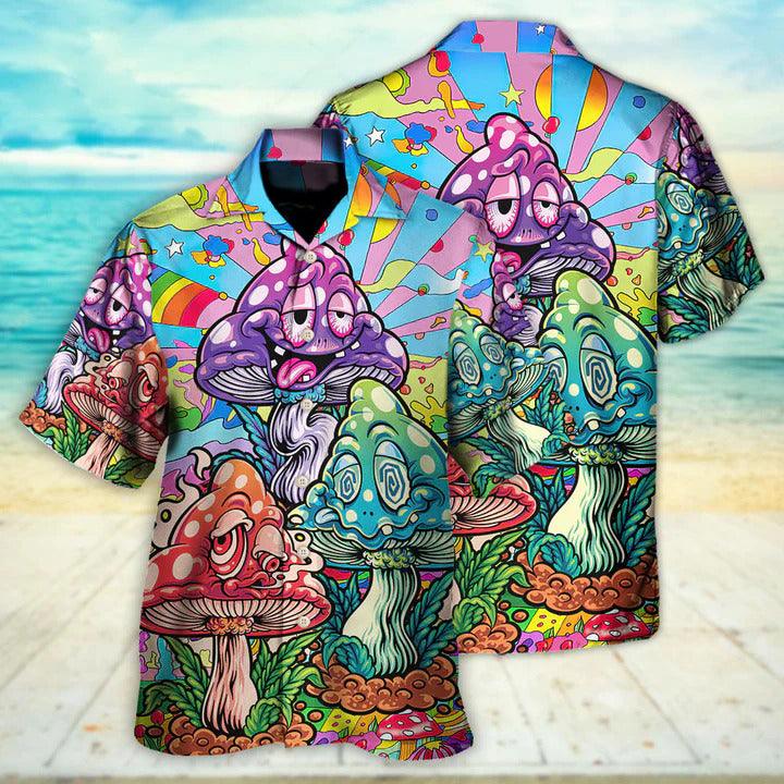 Hippie Aloha Hawaiian Shirt - Hippie Mushroom Colorful Hippie Happy Life Hawaiian Shirt For Summer - Perfect Gift For Friend, Family - Image 2