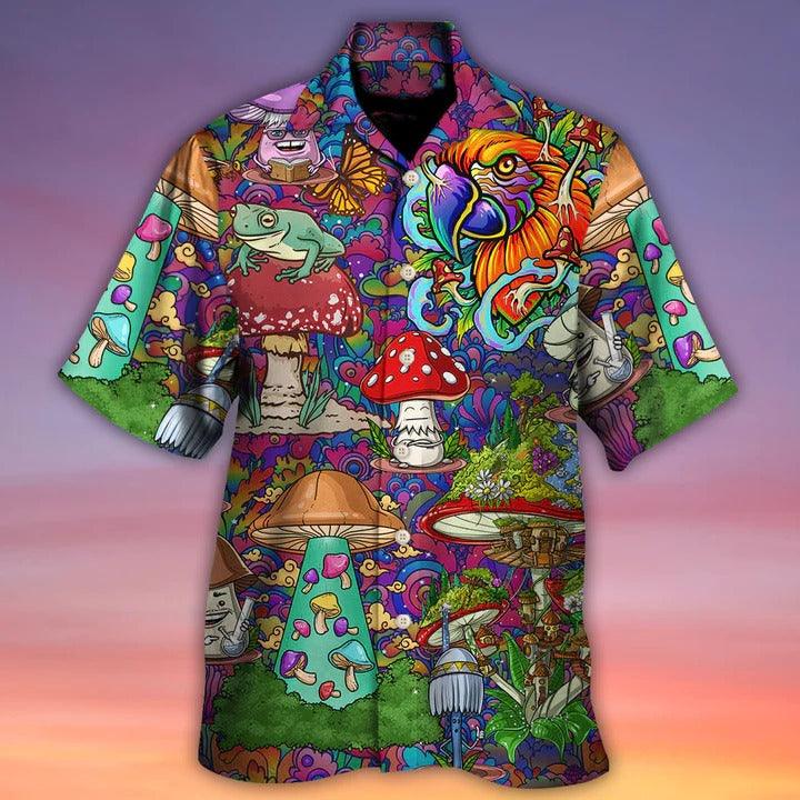 Hippie Aloha Hawaiian Shirt - Hippie Mushroom Peace Lover Hawaiian Shirt For Summer - Perfect Gift For Friend, Family