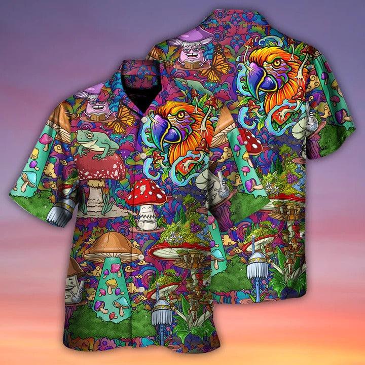 Hippie Aloha Hawaiian Shirt - Hippie Mushroom Peace Lover Hawaiian Shirt For Summer - Perfect Gift For Friend, Family - Image 2