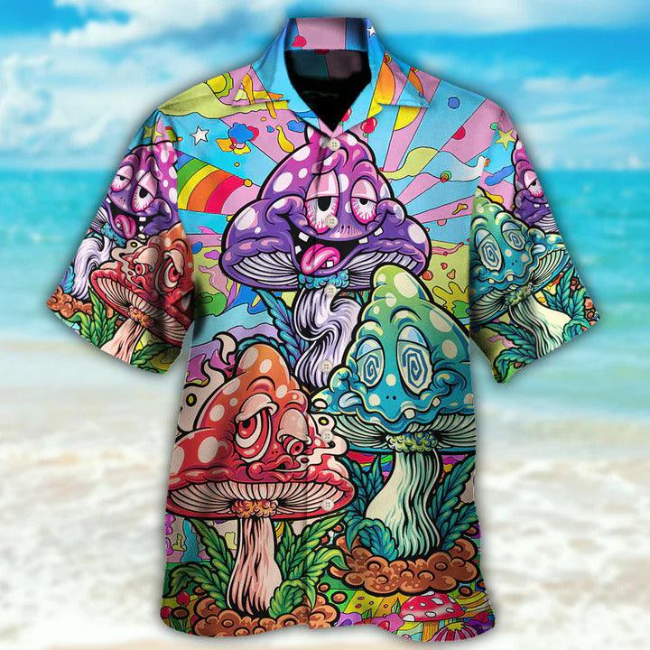 Hippie Aloha Hawaiian Shirt - Hippie Mushroom Psychedelic Tapestry Mushroom Trippy Hippie Magical Eye Hawaiian Shirt For Summer - Perfect Gift For Friend, Family - Image 2