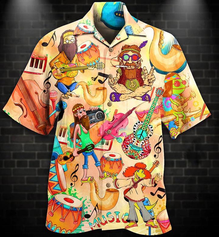 Hippie Aloha Hawaiian Shirt - Hippie Music Funny Style Hawaiian Shirt For Summer - Perfect Gift For Friend, Family