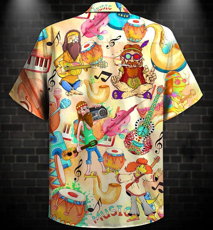 Hippie Aloha Hawaiian Shirt - Hippie Music Funny Style Hawaiian Shirt For Summer - Perfect Gift For Friend, Family - Image 2