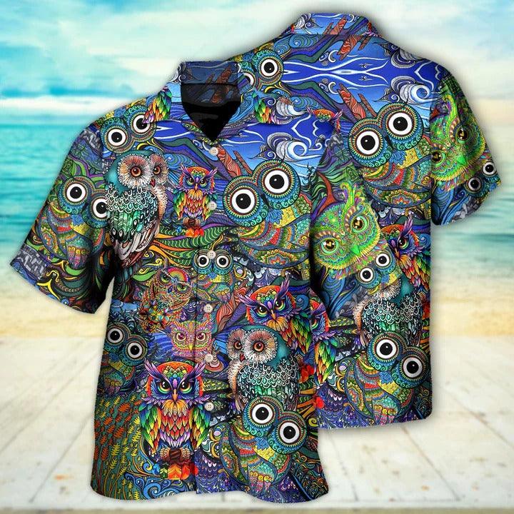 Hippie Aloha Hawaiian Shirt - Hippie Owls Peace Life Mix Color Nice Style Hawaiian Shirt For Summer - Perfect Gift For Friend, Family