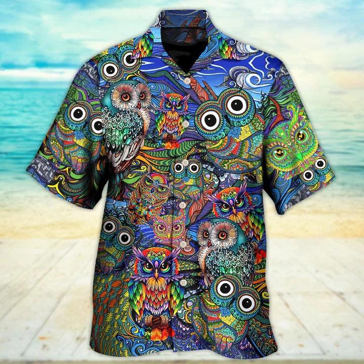 Hippie Aloha Hawaiian Shirt - Hippie Owls Peace Life Mix Color Nice Style Hawaiian Shirt For Summer - Perfect Gift For Friend, Family - Image 2