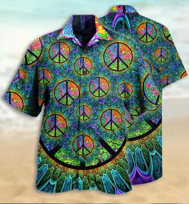 Hippie Aloha Hawaiian Shirt - Hippie Peace Life Color Hawaiian Shirt For Summer - Perfect Gift For Friend, Family