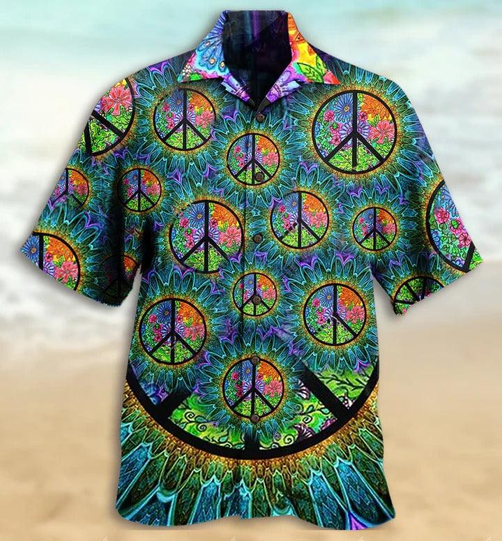 Hippie Aloha Hawaiian Shirt - Hippie Peace Life Color Hawaiian Shirt For Summer - Perfect Gift For Friend, Family - Image 2