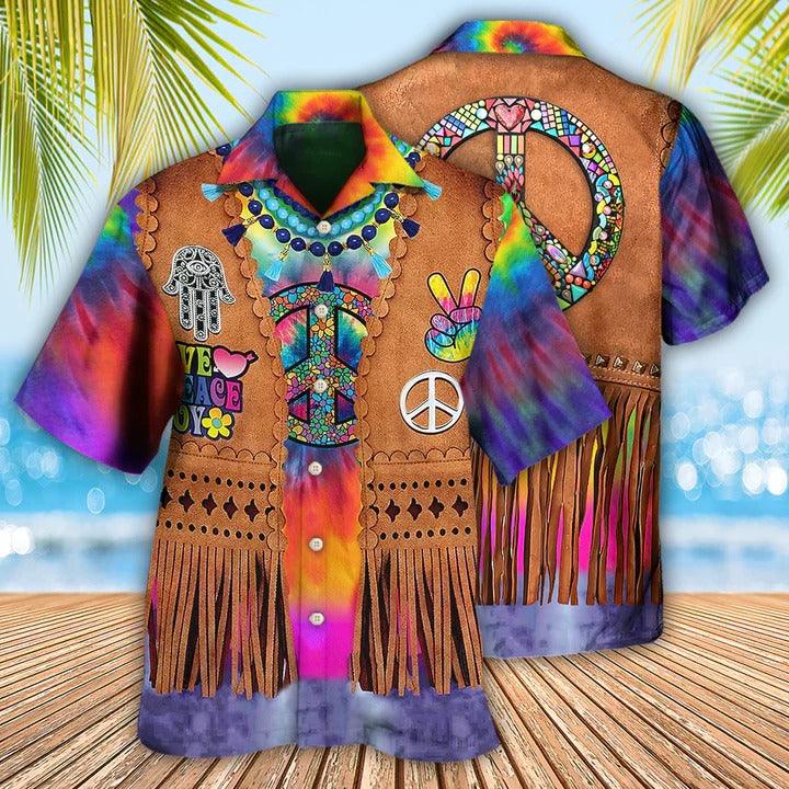 Hippie Aloha Hawaiian Shirt - Hippie Peace Life Cowboy Style Cool Hawaiian Shirt For Summer - Perfect Gift For Friend, Family