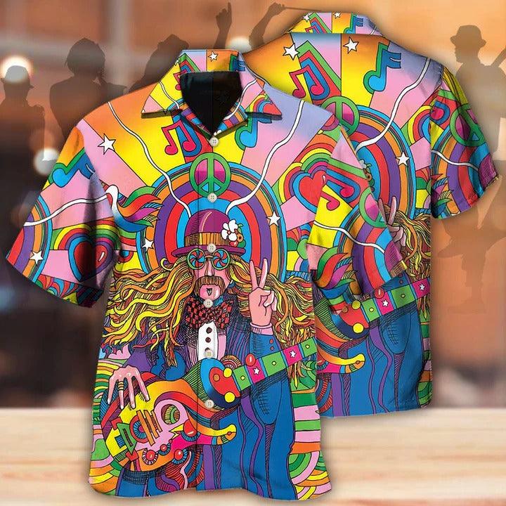 Hippie Aloha Hawaiian Shirt - Hippie Rock Music Hawaiian Shirt For Summer - Perfect Gift For Friend, Family