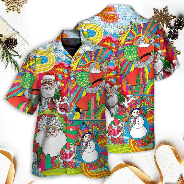 Hippie Aloha Hawaiian Shirt - Hippie Santa Merry Xmas Hawaiian Shirt For Summer - Perfect Gift For Friend, Family - Image 2