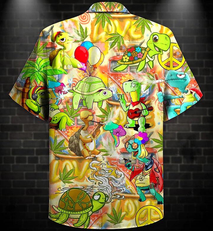 Hippie Aloha Hawaiian Shirt - Hippie Turtle Funny Peace Life Color Hawaiian Shirt For Summer - Perfect Gift For Friend, Family - Image 2