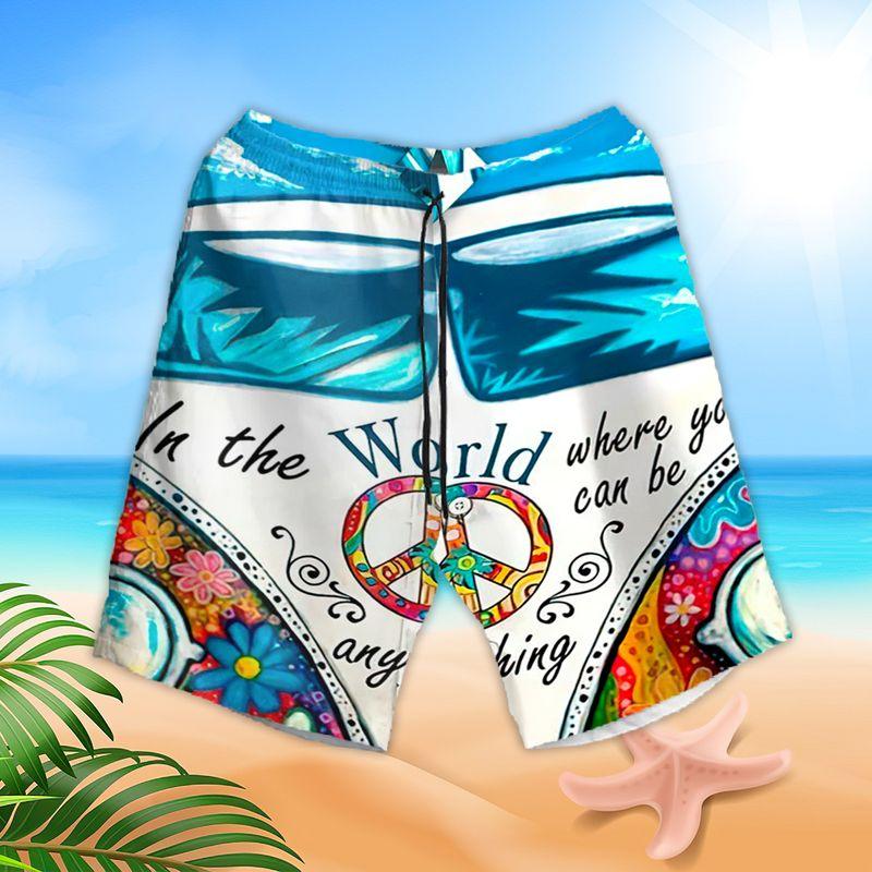 Hippie Aloha Hawaiian Shirts For Summer, Hippie Bus In The World Where You Can Be Anything Hawaiian Set For Men Women, Gift For Friend, Hippie Lovers - Image 3