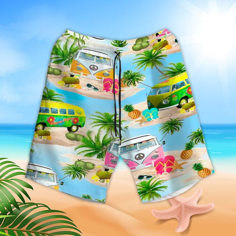 Hippie Aloha Hawaiian Shirts For Summer, Hippie Peace Bus Hippie Style Hawaiian Set For Men Women, Best Gift For Friend, Hippie Lovers, Vacation - Image 3