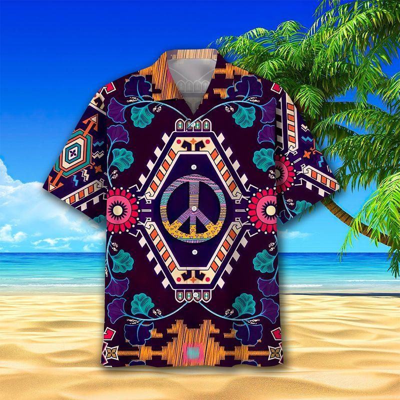 Hippie Aloha Hawaiian Shirts For Summer, Peace Sign Hippie Peace Style Hawaiian Set For Men Women, Best Gift For Friend, Hippie Lovers, Vacation - Image 2