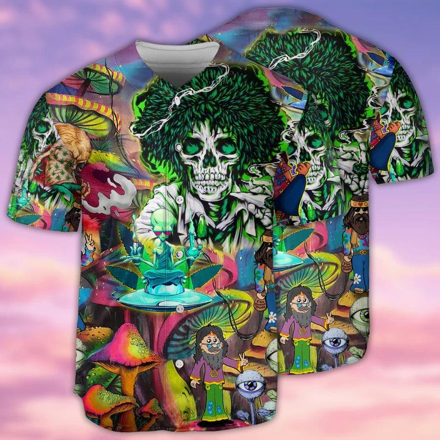 Hippie Baseball Jersey, Hippie Skull Peace Life Color Baseball Tee Jersey Shirt For Men And Women - Perfect Gift For Hippie Lovers