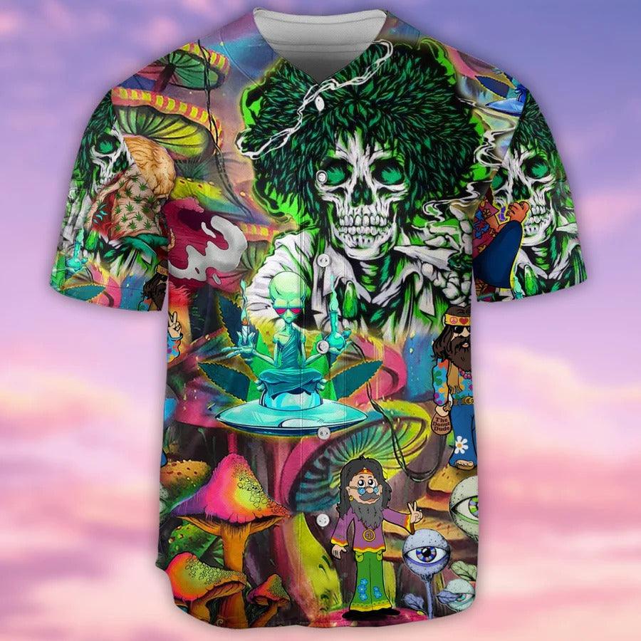 Hippie Baseball Jersey, Hippie Skull Peace Life Color Baseball Tee Jersey Shirt For Men And Women - Perfect Gift For Hippie Lovers - Image 2