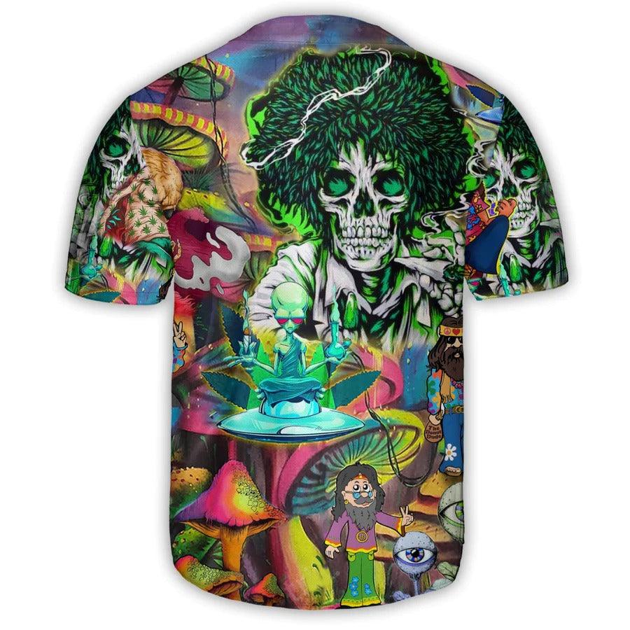 Hippie Baseball Jersey, Hippie Skull Peace Life Color Baseball Tee Jersey Shirt For Men And Women - Perfect Gift For Hippie Lovers - Image 3