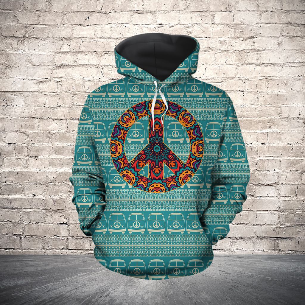 Hippie Bus Pattern Pullover Premium Hoodie, Perfect Outfit For Men And Women On Christmas New Year Autumn Winter