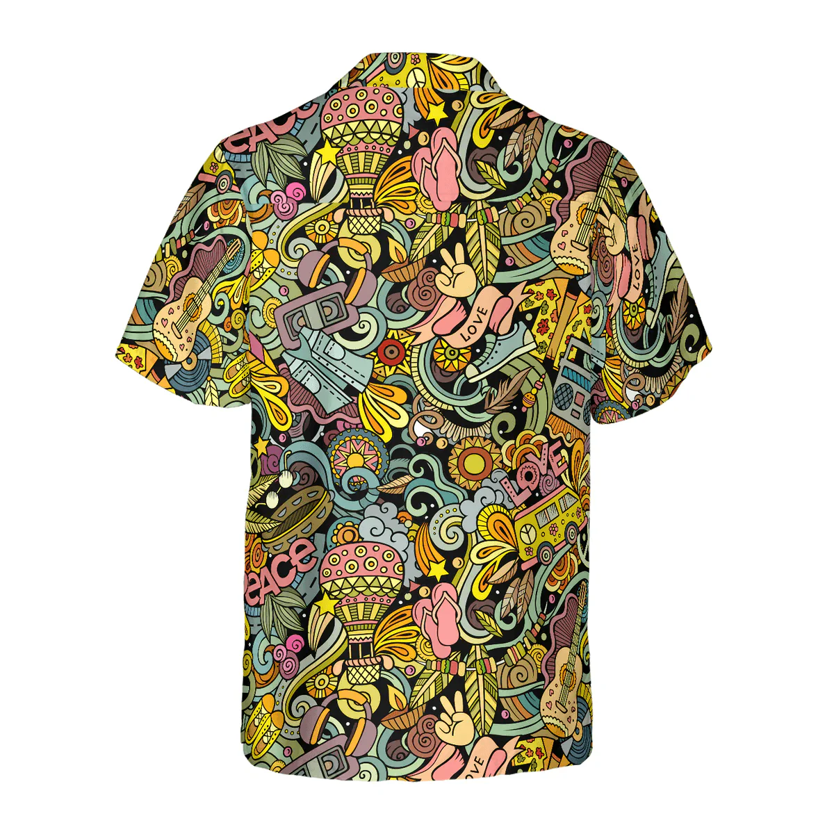 Hippie Hawaiian Shirt - Hippie Style Doodles Illustration Hawaiian Shirt - Perfect Gift For Husband, Boyfriend, Friend, Family - Image 4