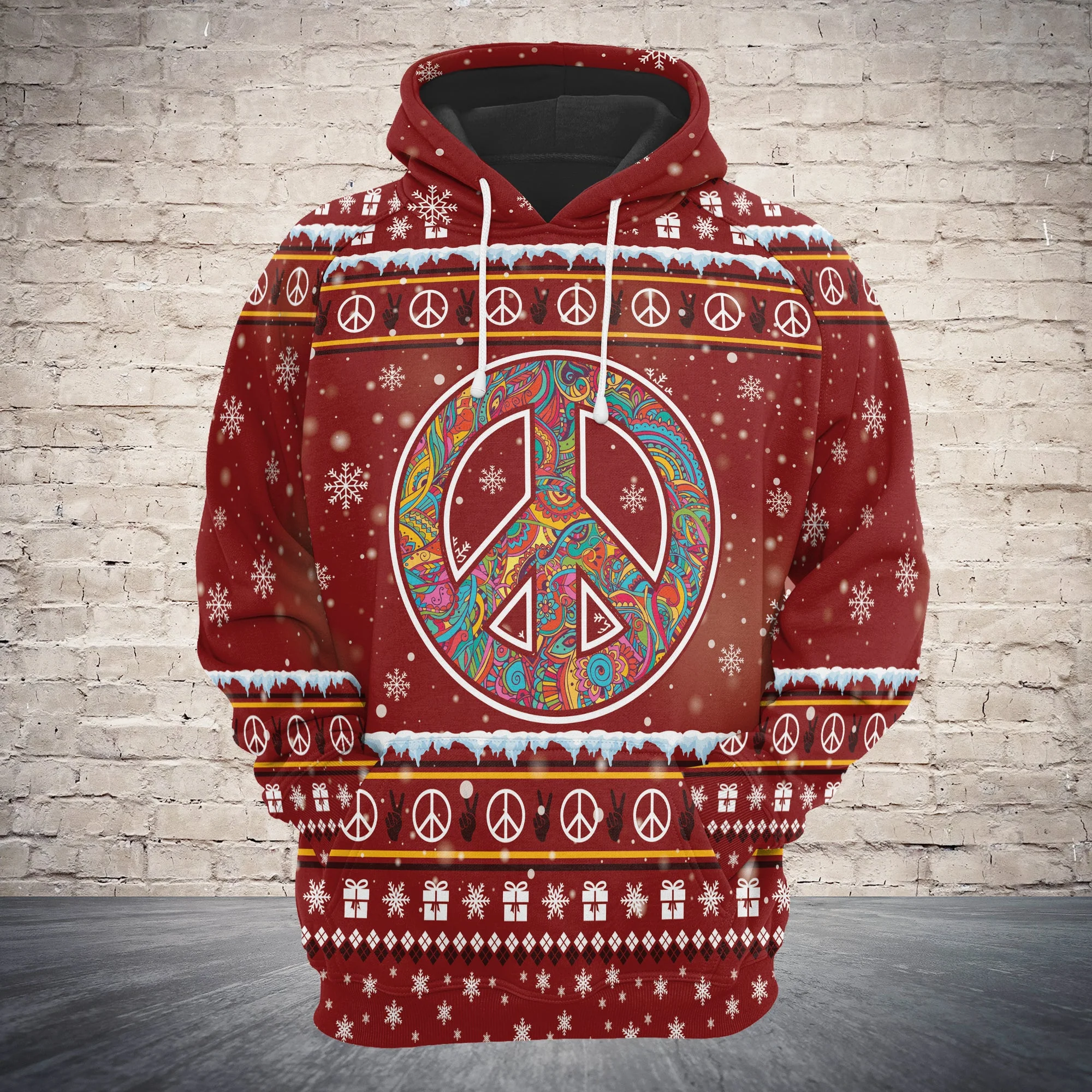 Hippie Lover Christmas Pullover Premium Hoodie, Perfect Outfit For Men And Women On Christmas New Year Autumn Winter