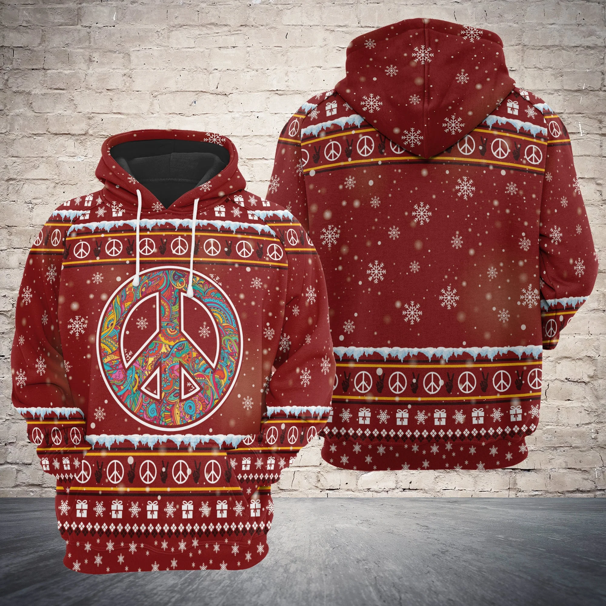 Hippie Lover Christmas Pullover Premium Hoodie, Perfect Outfit For Men And Women On Christmas New Year Autumn Winter - Image 3