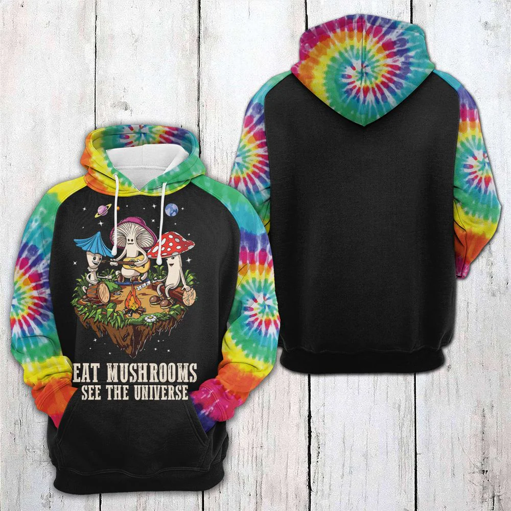 Hippie Mushrooms Pullover Premium Hoodie Eat Mushrooms See The Universe, Perfect Outfit For Men And Women On Christmas New Year Autumn Winter