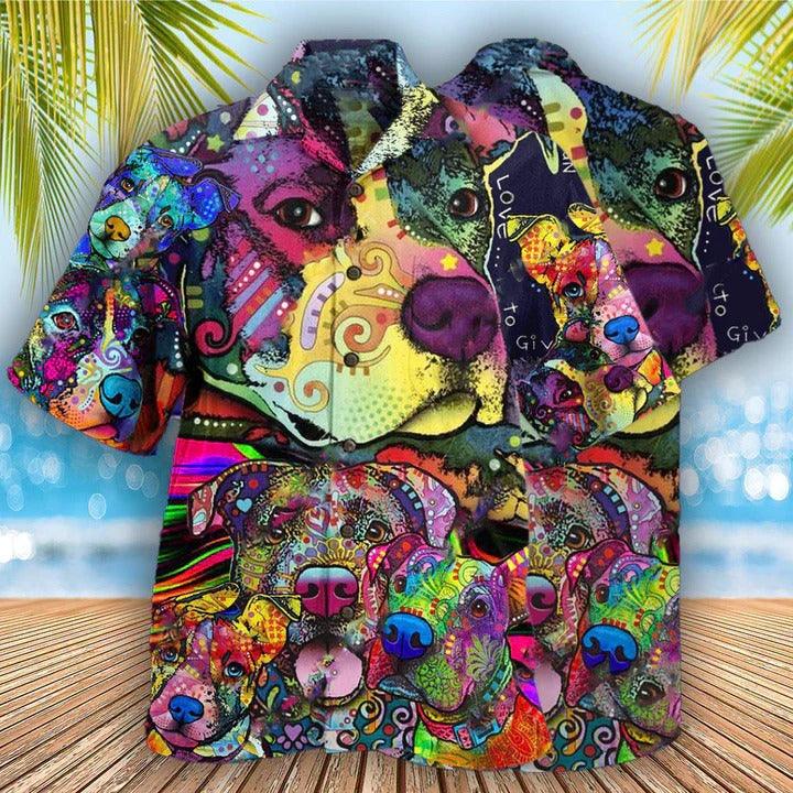 Hippie Pitbull Aloha Hawaii Shirt - Pitbull Parents Colorful Painting Hawaiian Shirt For Summer - Perfect Gift For Dog Lovers, Friend, Family - Image 2