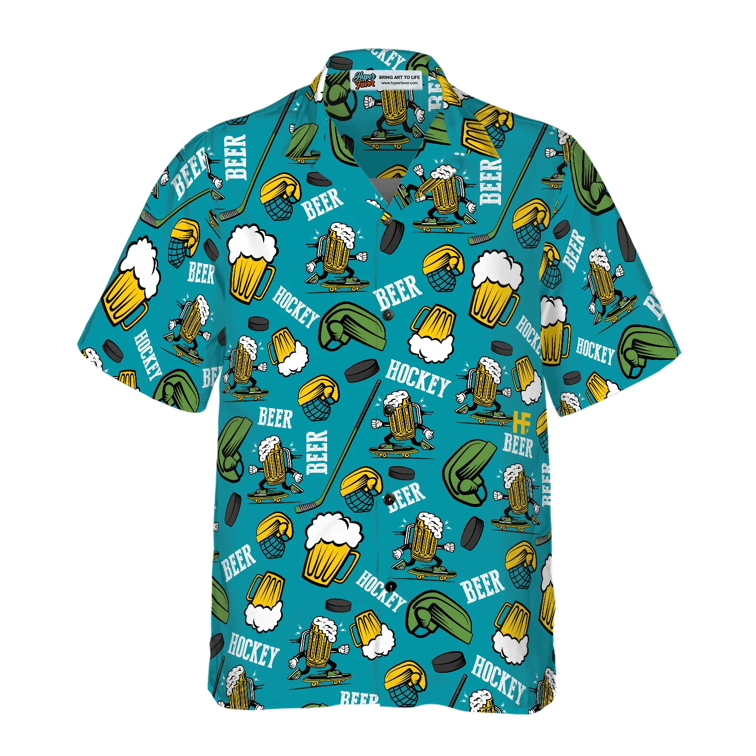 Hockey And Beer Aloha Hawaiian Shirt For Summer, Colorful Hawaiian Shirt Outfit For Men Women, Gift For Friend, Team, Family, Hockey Beer Lovers - Image 3