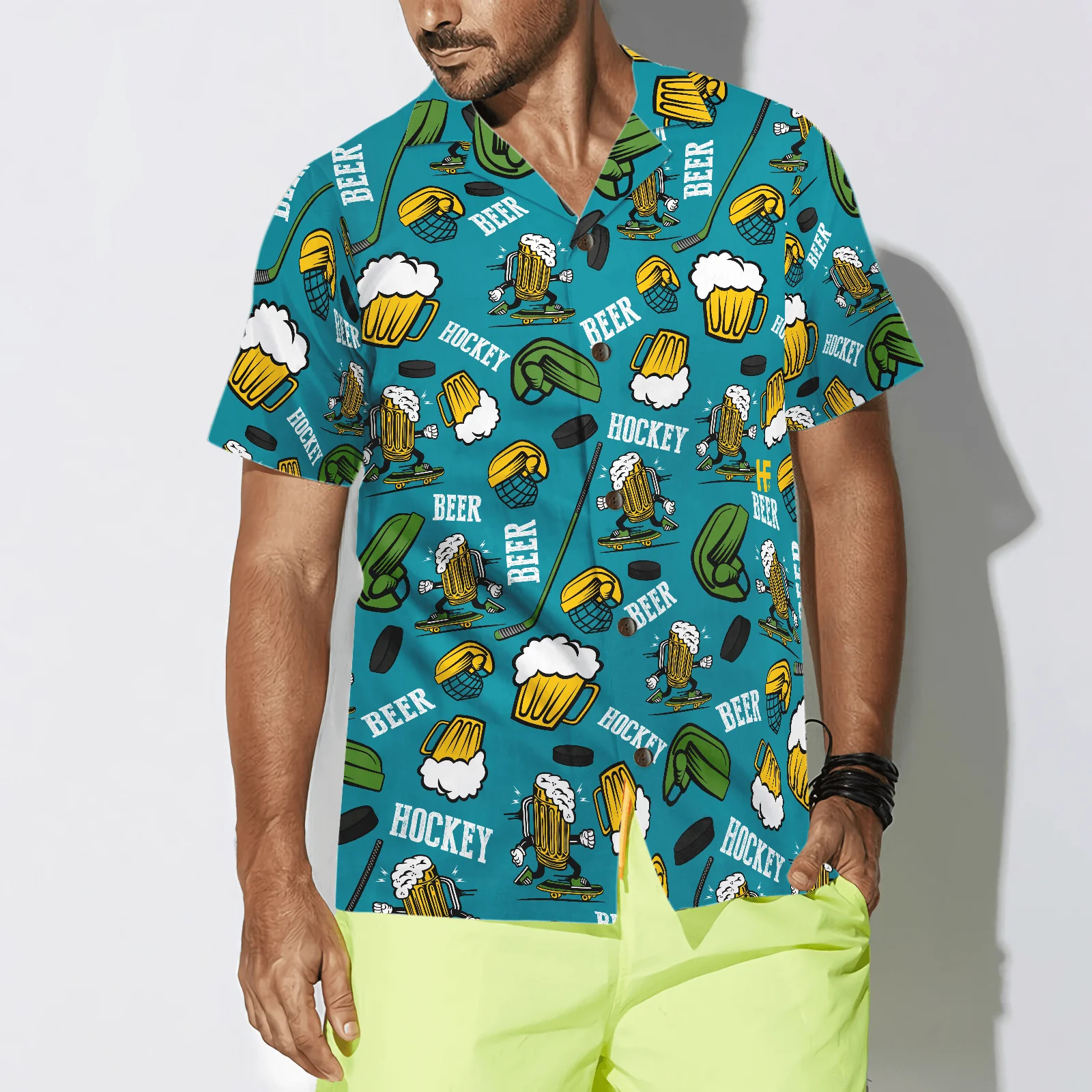 Hockey And Beer Aloha Hawaiian Shirt For Summer, Colorful Hawaiian Shirt Outfit For Men Women, Gift For Friend, Team, Family, Hockey Beer Lovers - Image 4
