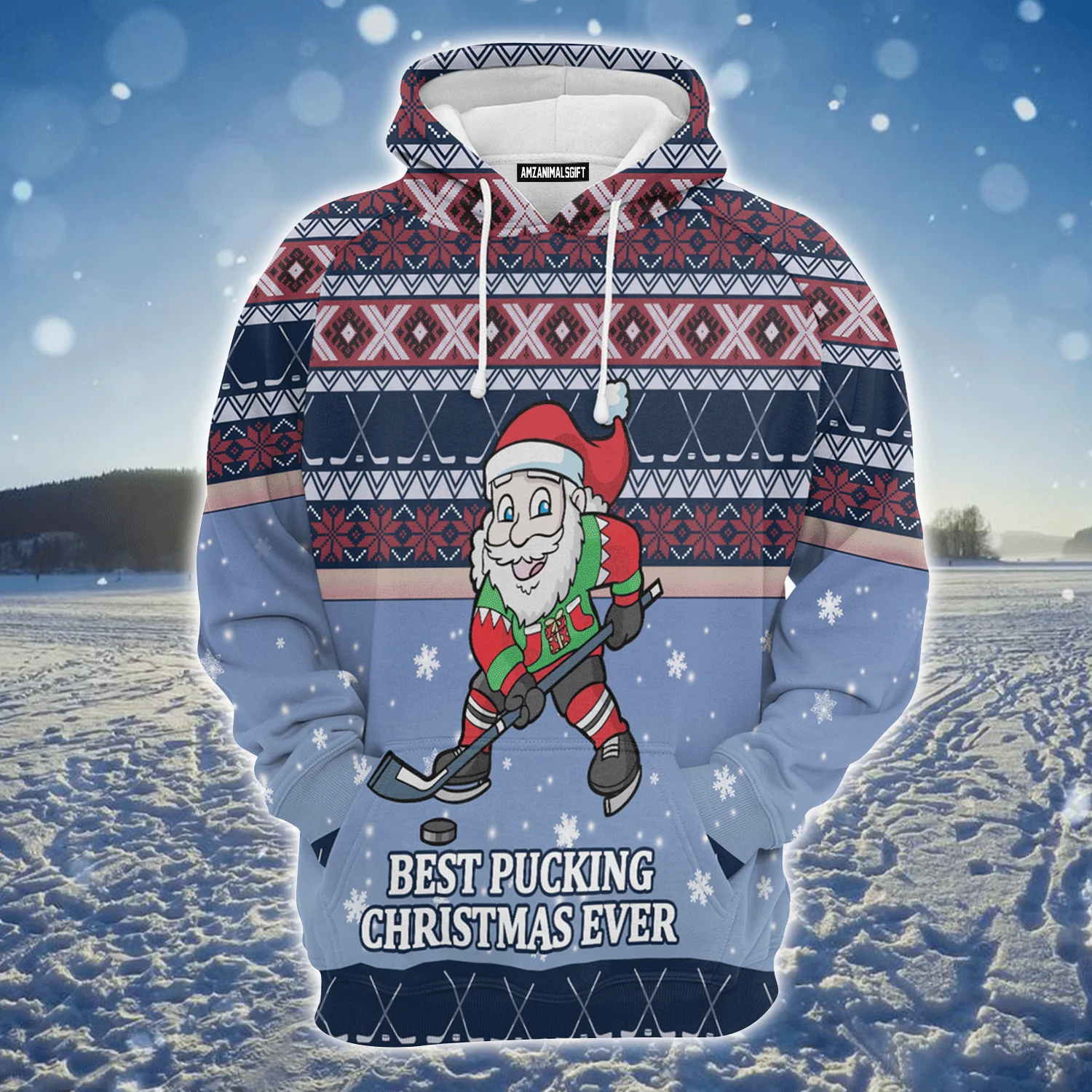 Hockey Premium Christmas Hoodie, Santa Hockey Unisex Hoodie For Men & Women - Perfect Gift For Christmas, Hockey Lover