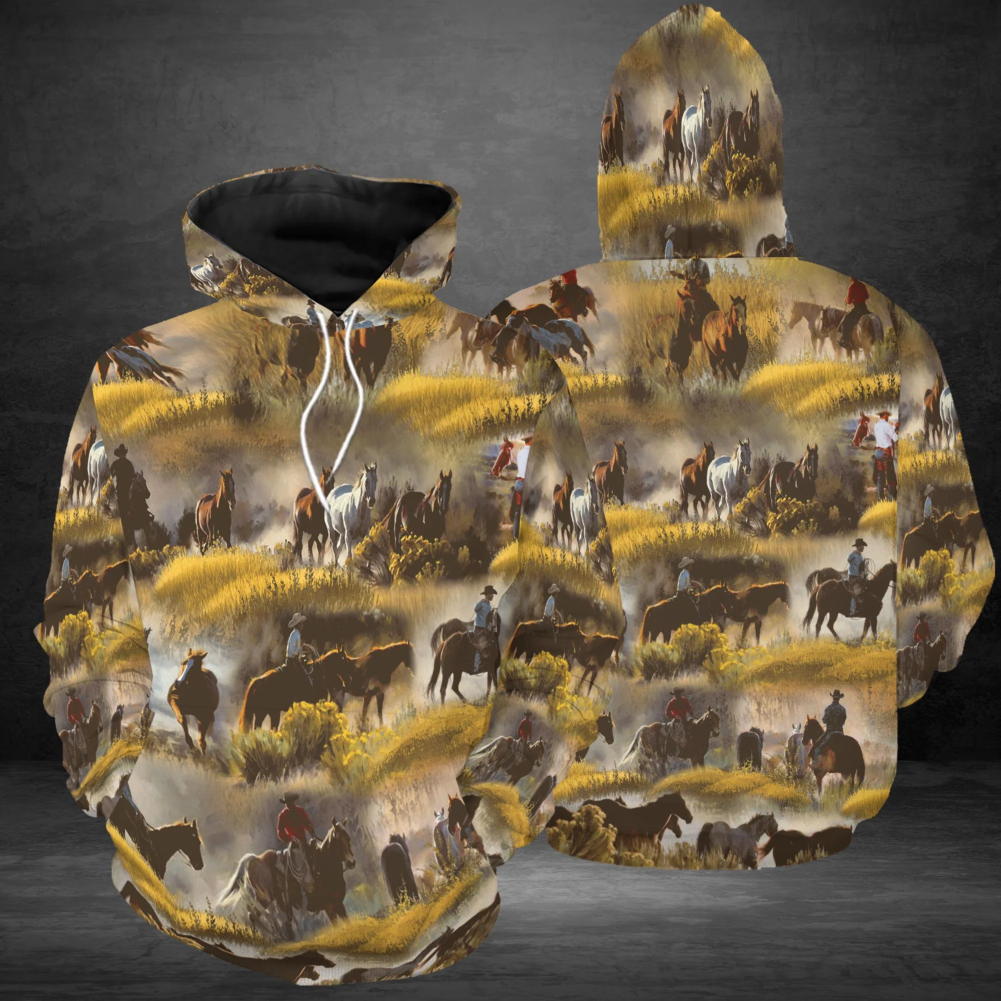 Horse and Cowboy Pullover Premium Hoodie, Perfect Outfit For Men And Women On Christmas New Year Autumn Winter - Image 2