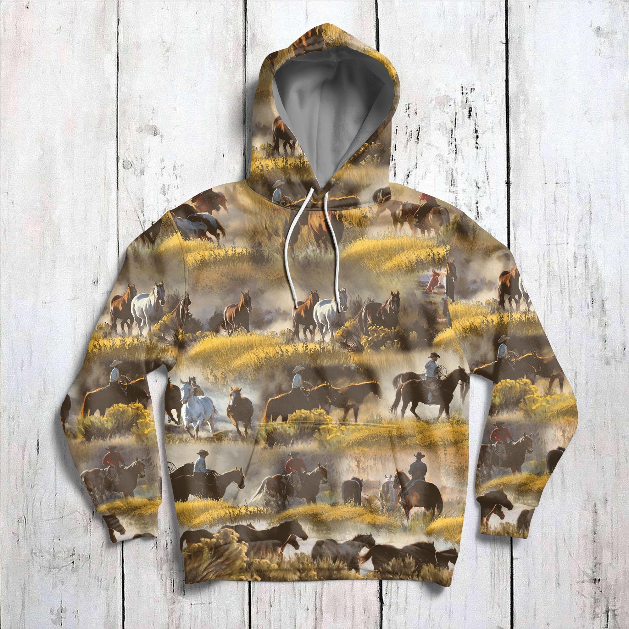 Horse and Cowboy Pullover Premium Hoodie, Perfect Outfit For Men And Women On Christmas New Year Autumn Winter - Image 3
