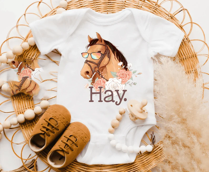 Horse Baby Onesies, Cute Baby Bodysuit, Cute Animal Baby Onesie, Newborn Onesies - Perfect Gift For Baby, Baby Gift Onesie