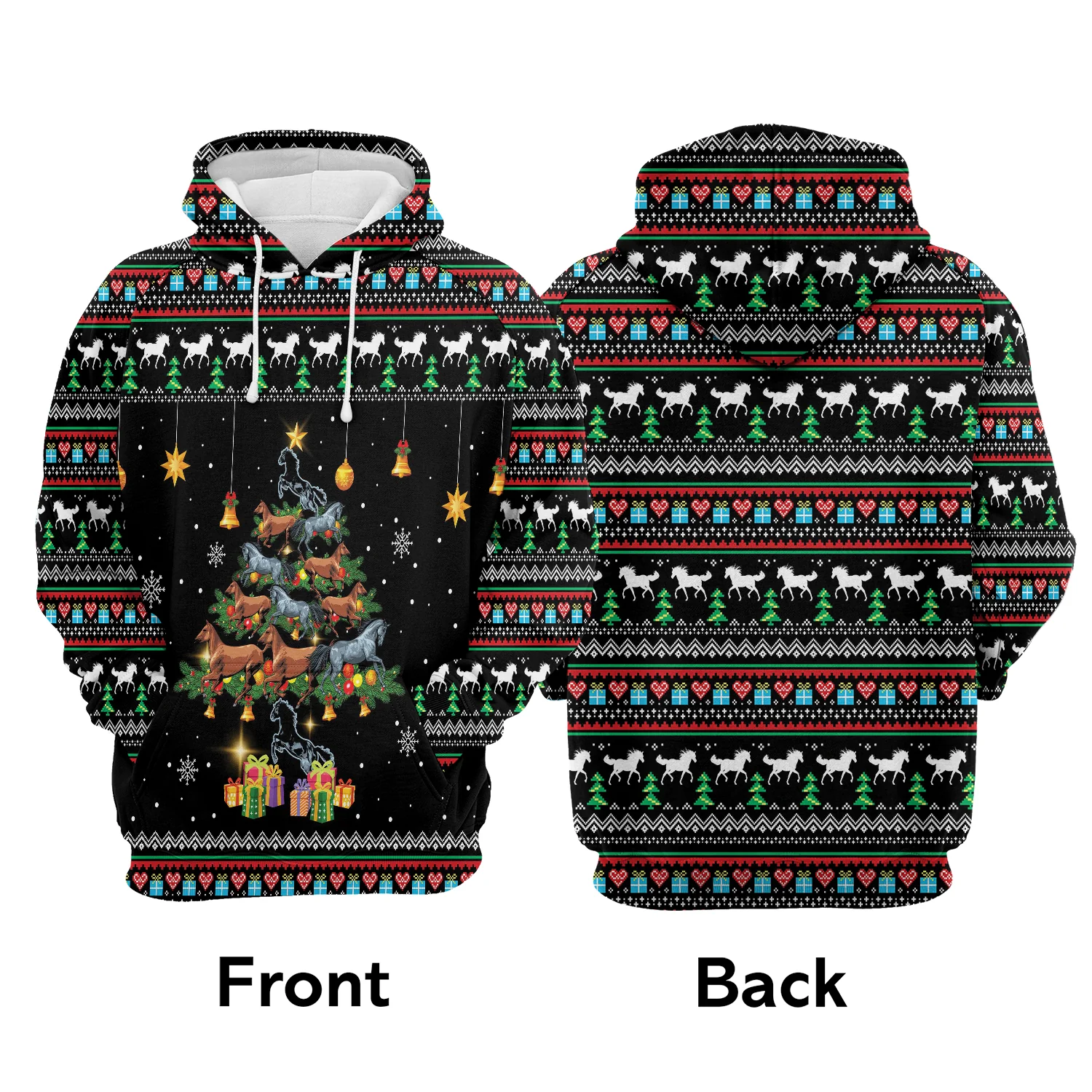 Horse Christmas Tree Pullover Premium Hoodie, Perfect Outfit For Men And Women On Christmas New Year Autumn Winter - Image 2