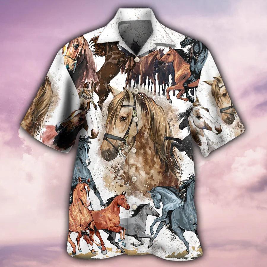Horse Hawaiian Shirt For Summer - Horse Fantasy Horse Painting Style Hawaiian Shirt - Perfect Gift For Men, Horse Racing Lovers, Horse Lovers - Image 2