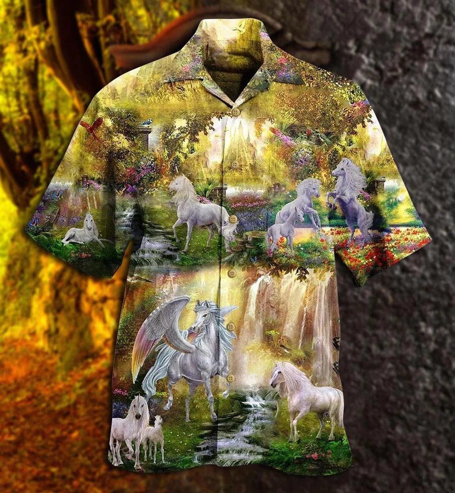 Horse Hawaiian Shirt For Summer - Horse Fly To Paradise Hawaiian Shirt, Pegasus Hawaiian Shirt - Perfect Gift For Men, Horse Lovers - Image 2