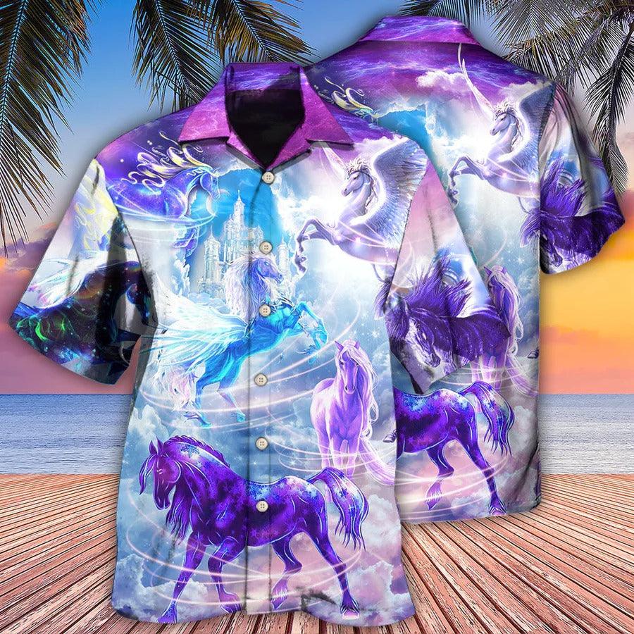 Horse Hawaiian Shirt For Summer - Horse Fly To The Galaxy Hawaiian Shirt - Perfect Gift For Men, Horse Lovers