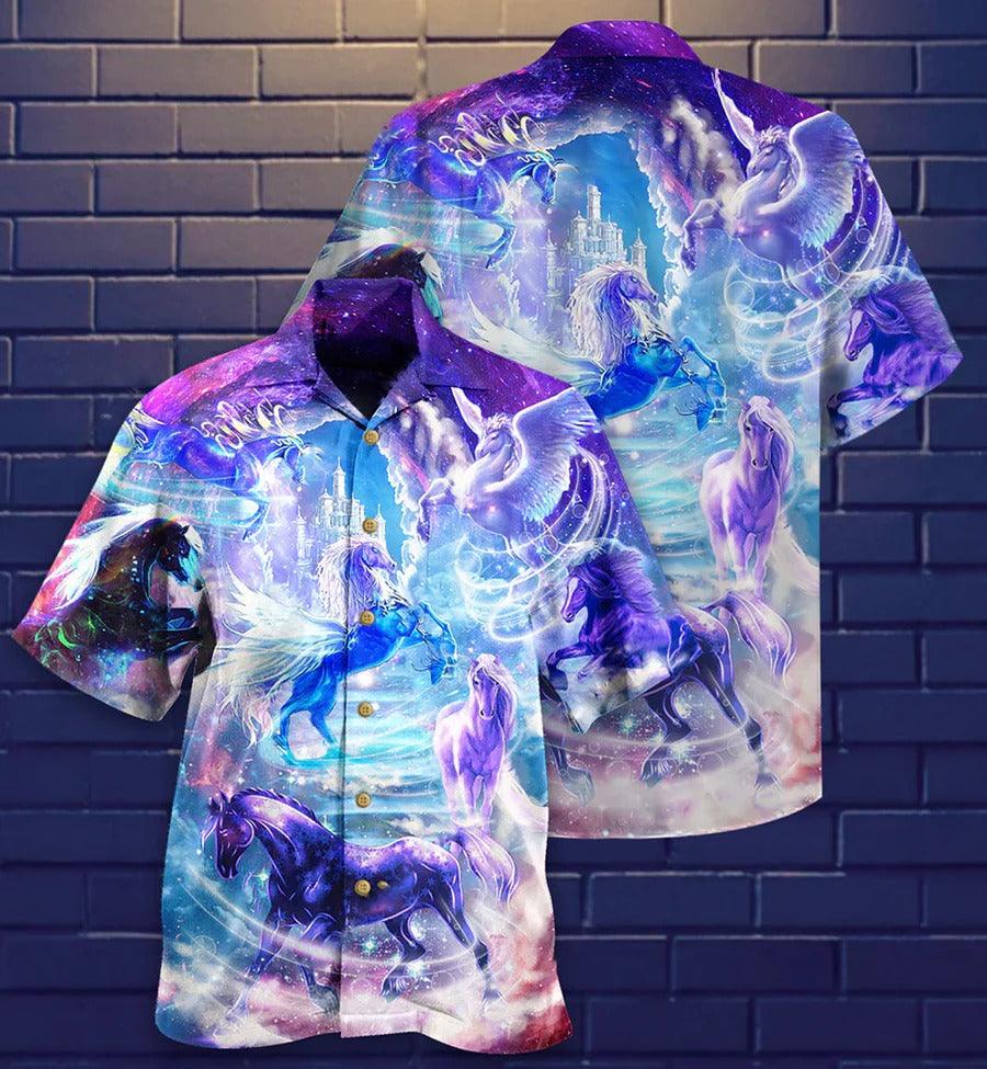 Horse Hawaiian Shirt For Summer - Horse Fly To The Galaxy Hawaiian Shirt - Perfect Gift For Men, Horse Lovers - Image 2