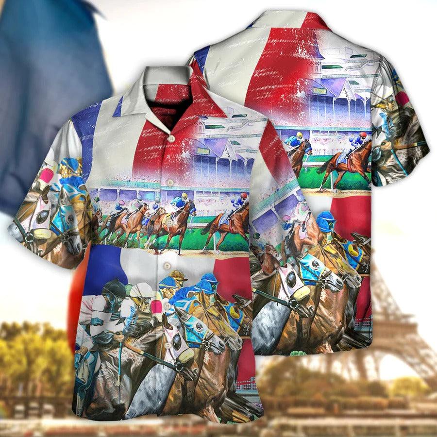 Horse Hawaiian Shirt For Summer - Horse France Horse Racing Amazing Seat Lover Hawaiian Shirt - Perfect Gift For Men, Horse Lovers, Horse Racing Lovers