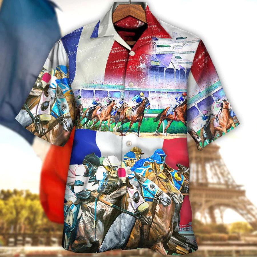 Horse Hawaiian Shirt For Summer - Horse France Horse Racing Amazing Seat Lover Hawaiian Shirt - Perfect Gift For Men, Horse Lovers, Horse Racing Lovers - Image 2