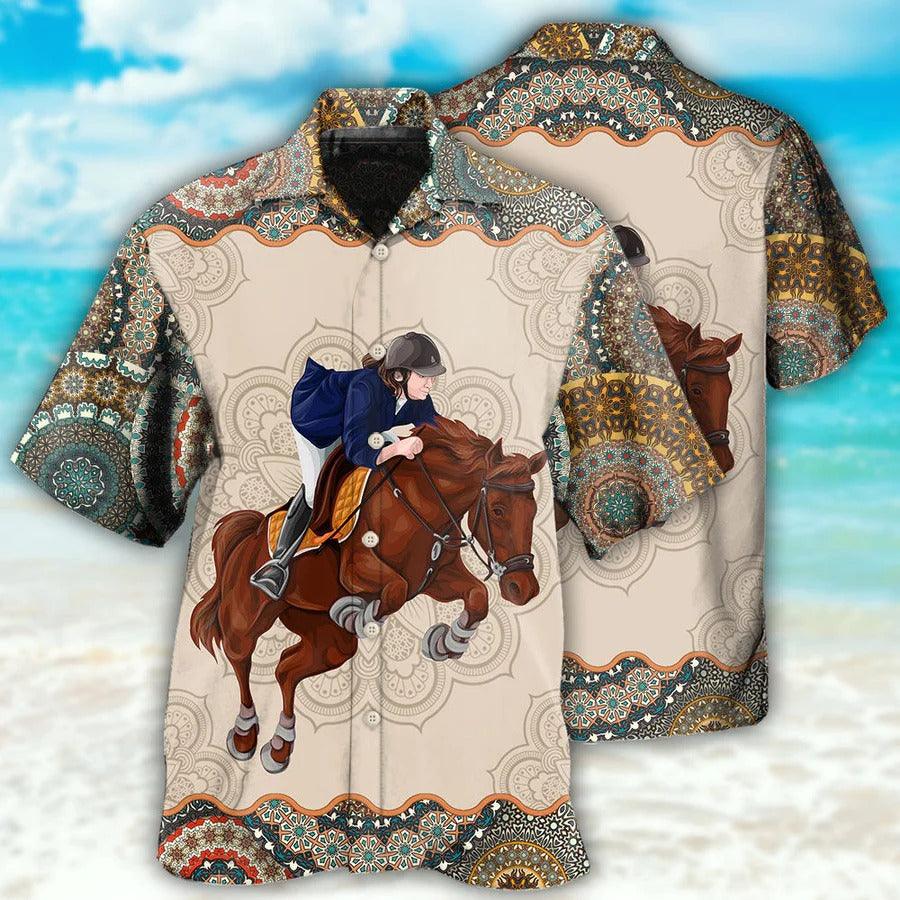 Horse Hawaiian Shirt For Summer - Horse Horseback Riding Hawaiian Shirt - Perfect Gift For Men, Horse Racing Lovers
