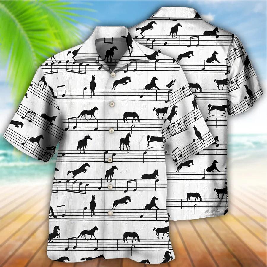 Horse Hawaiian Shirt For Summer - Horse Music Notes Hawaiian Shirt - Perfect Gift For Men, Horse Racing Lovers