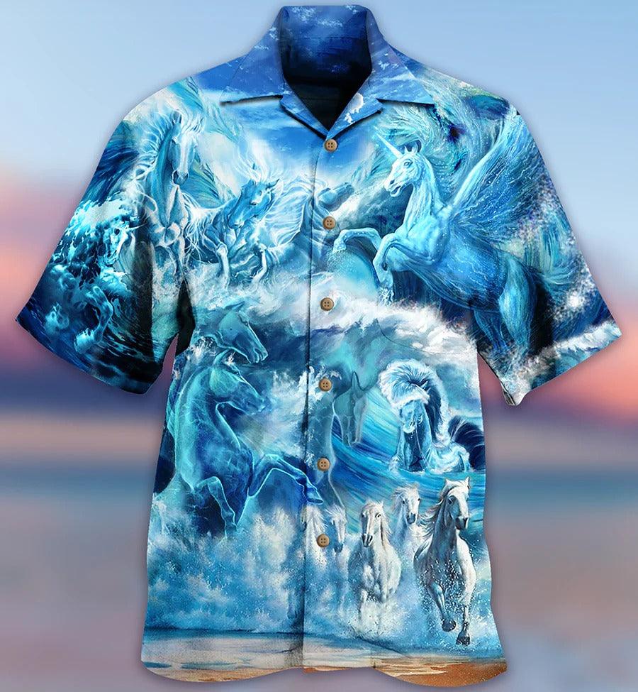 Horse Hawaiian Shirt For Summer - Horse Run To The Sea And Free The Souls Hawaiian Shirt - Perfect Gift For Men, Horse Racing Lovers - Image 2