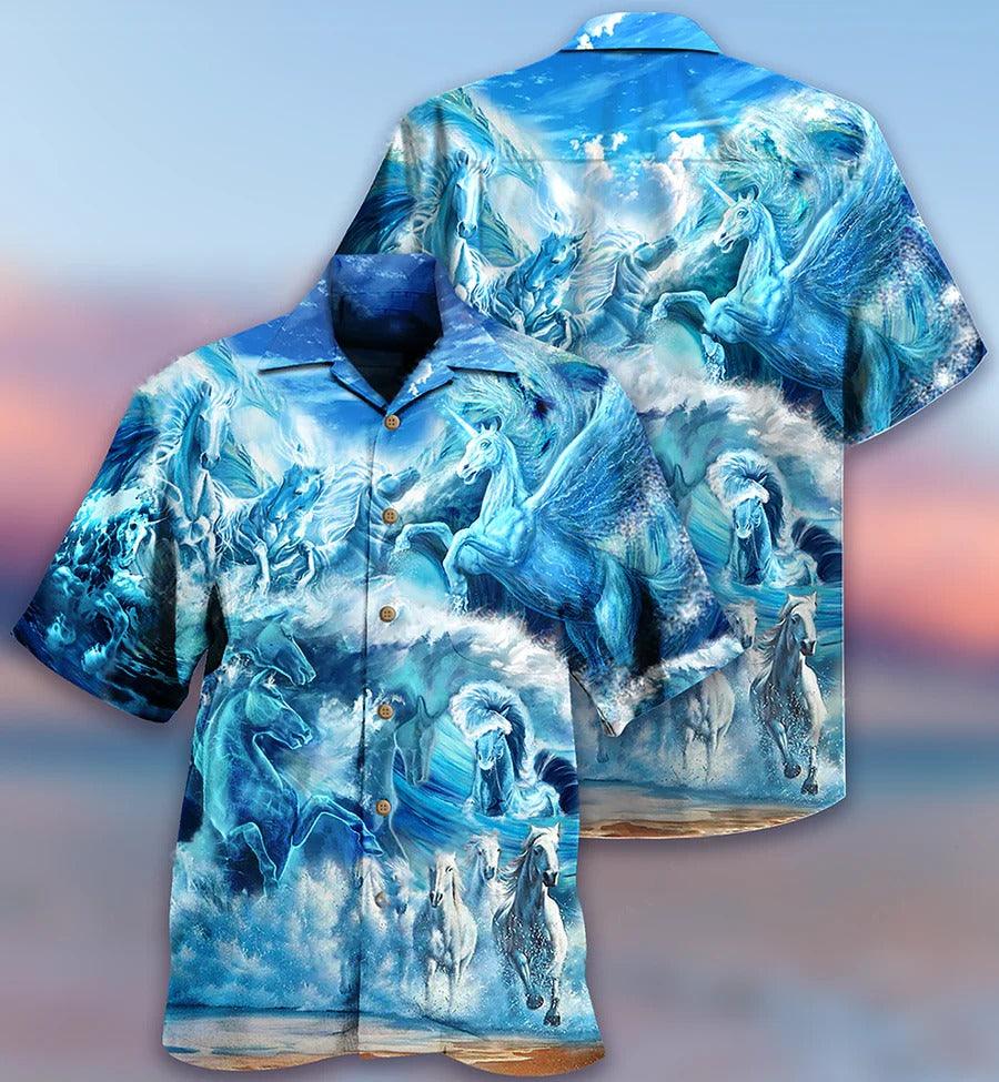 Horse Hawaiian Shirt For Summer - Horse Run To The Sea And Free The Souls Hawaiian Shirt - Perfect Gift For Men, Horse Racing Lovers - Image 3